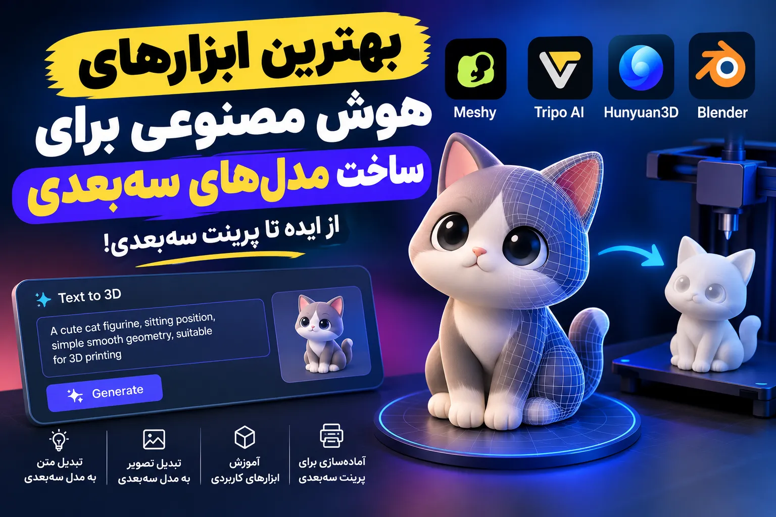 ابزارهای هوش مصنوعی برای مدل‌سازی سه‌بعدی؛ از ایده تا پرینت