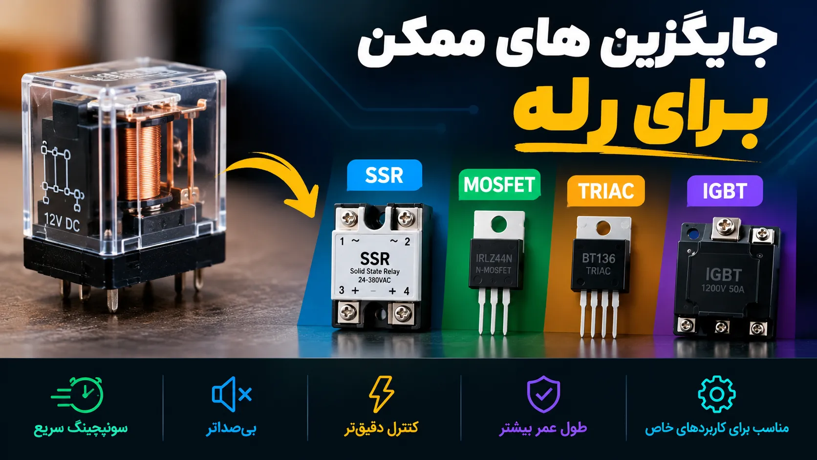 جایگزین‌های رله چیست؟ بررسی SSR، MOSFET، TRIAC و بهترین روش‌های سوئیچینگ