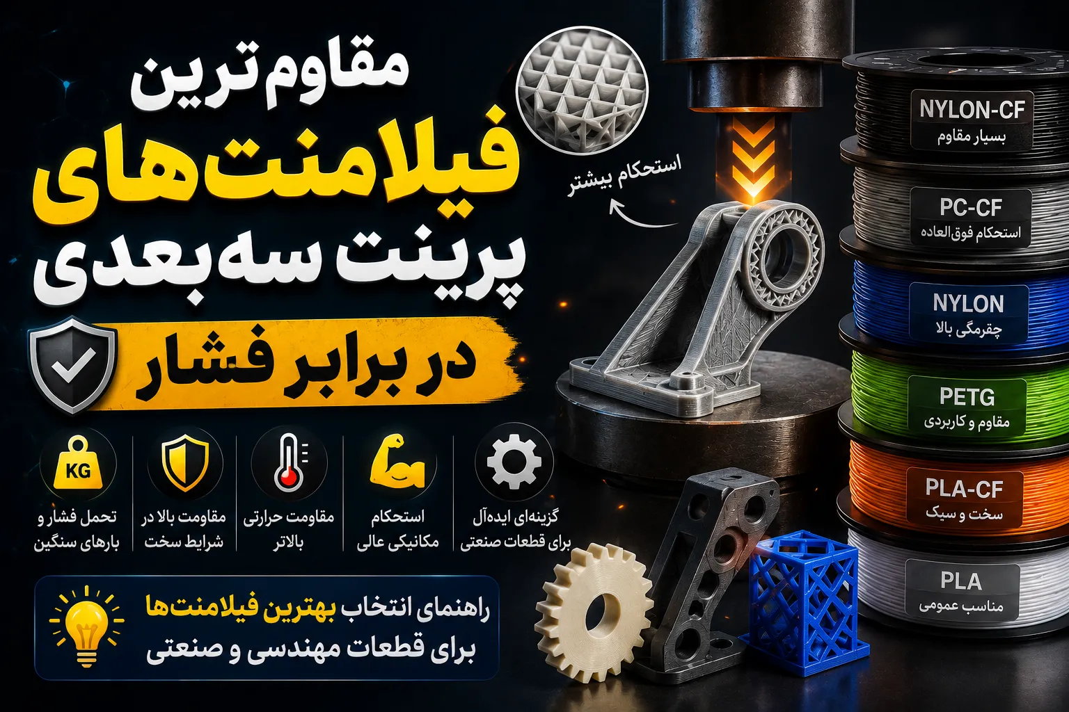 مقاوم‌ترین فیلامنت‌های پرینت سه‌بعدی در برابر فشار