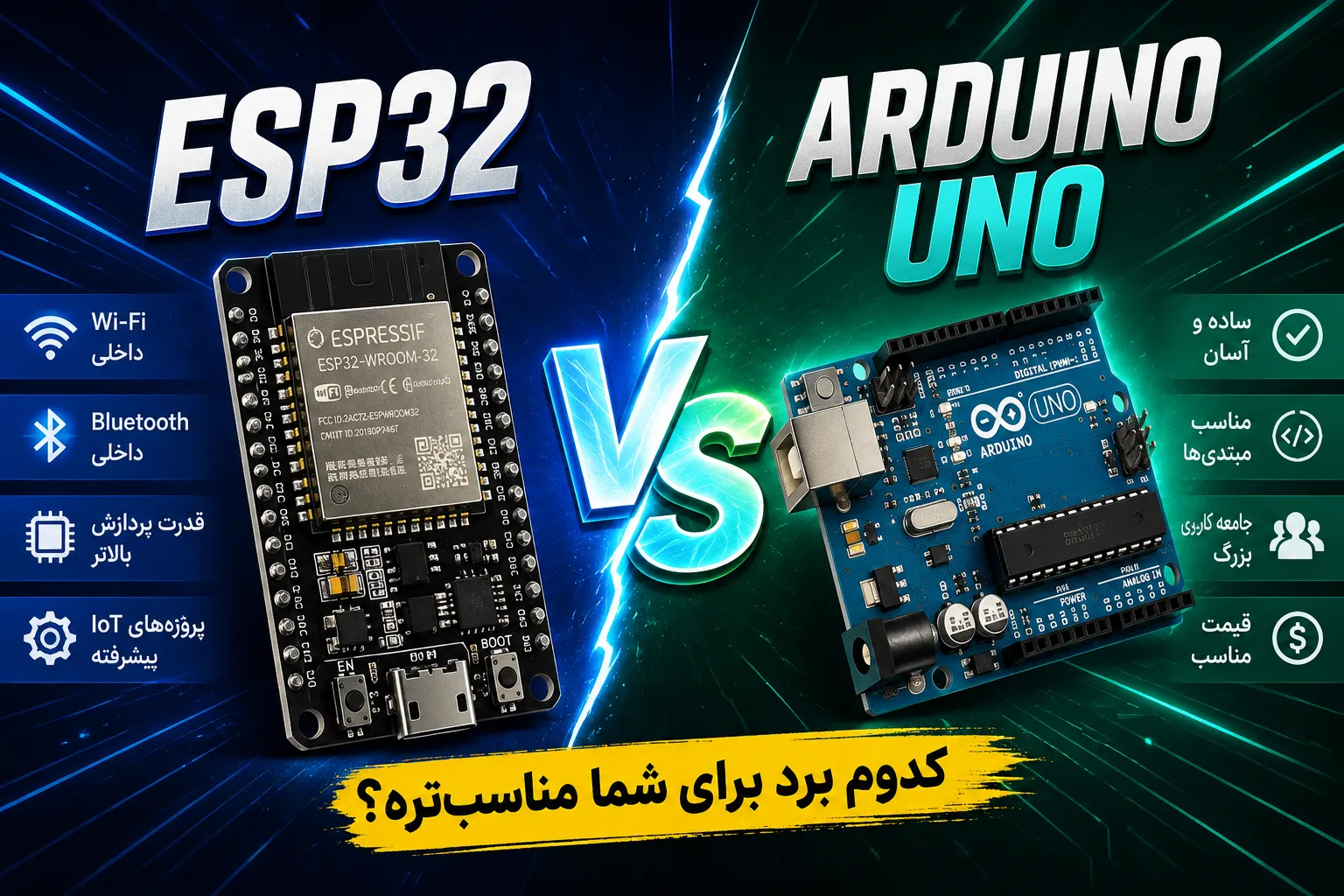 ESP32 یا Arduino؛ کدام برد مناسب پروژه شماست؟